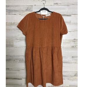 LA Relaxed womens extra Large brown boho short sleeve oversized mini dress